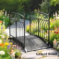 Outsunny Puente de jardín de metal 135,5 cm Puente para estanque con barandillas de seguridad Estilo antiguo Resistente al óxido Montaje sencillo(m-5)