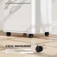 HOMCOM Cajonera de Oficina con Cajón con Cerradura y Armario con Ruedas Soporte de Impresora para Estudio 40x35x60 cm Blanco(m-6)