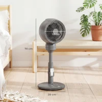 HOMCOM Air Circulator Fan Pedestal Cooling Fan with 3 Speed 3 Mode and Remote Control, 9 Inch, Grey(m-3)