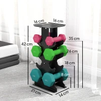 SPORTNOW 18kg Dumbbell Kit with Rack Non-Slip Handles - 1kg 3kg 5kg Dumbbell Set for Fitness Yoga, Multicolor(m-3)