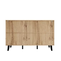 Modern Vintage Sideboard with Openwork Wooden and Panel Doors, Six-Point Support Unit with 6 Compartments, 150L x 40W x 95H cm, Wood(m-11)