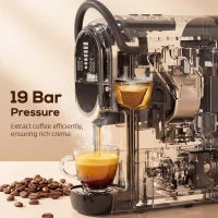 HOMCOM Pod Coffee Machine for Nespresso, Dolce Gusto Capsule & Ground Coffee, Small Semi Automatic Coffee Maker, 19 Bar, 0.6L(m-5)