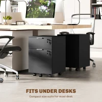 HOMCOM Two-Drawer Lockable Filing Cabinet - Black(m-8)