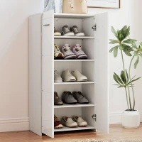 HOMCOM Scarpiera da Ingresso Moderna con 5 Ripiani Regolabili, 55x36x108 cm, Bianco(m-8)