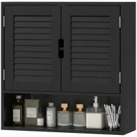HOMCOM Bathroom Cabinet, Wall Mounted Storage Cabinet with Adjustable Shelves, 60 x 20 x 60 cm, Black(m-11)