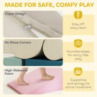 AIYAPLAY Kids Soft Play Set, 5 Pieces Baby Foam Climbing Blocks with Removable Cover, Indoor Activity Toys for Sensory Motor Skills, Multicolour(m-5)