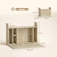 HOMCOM Wall Mounted Desk, Drop Leaf Floating Laptop Desk with Space Saving Storage Compartments for Home Office, Oak(m-3)