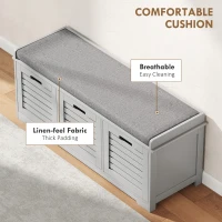 HOMCOM 3-Drawer Shoe Storage Bench - Grey(m-5)