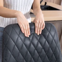 HOMCOM Set of Two Faux Leather Retro Bar Stools - Black(m-9)