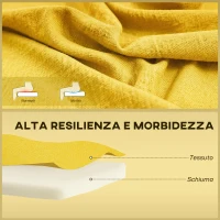 HOMCOM Divano 2 Posti in Tessuto Effetto Lino Senza Braccioli con Gambe in Legno, 117x56.5x77 cm, Giallo(m-5)