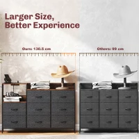 HOMCOM Chest of Eight Drawers, with Charging Station - Brown/Black(m-7)