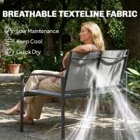 Outsunny Tuinbank 2-zits weerbestendig metalen outdoor zitbank met ademende zitting gebogen armleuningen 112 x 66 x 80 cm grijs(m-5)