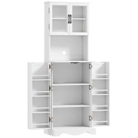HOMCOM Mobile Dispensa Cucina con 2 Armadietti e 8 Ripiani, in Legno e Acrilico, 60x39.5x179.6 cm, Bianco