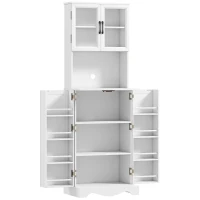 HOMCOM Mobile Dispensa Cucina con 2 Armadietti e 8 Ripiani, in Legno e Acrilico, 60x39.5x179.6 cm, Bianco(m-1)