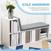 HOMCOM Libreria Moderna a 5 Ripiani Aperti con 2 Cuscini, in Legno, 108x30x60 cm, Grigio(m-4)