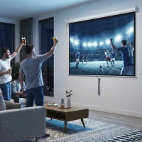 HOMCOM Beamer Leinwand 203 x 152 cm 100 Zoll 4:3/ 16:9 Projektionsleinwand Manuell für Heimkino(m-2)