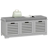 HOMCOM 3-Drawer Shoe Storage Bench - Grey(m-10)