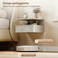 HOMCOM Set di 2 Comodini Sospesi con Cassetto e Mensola Aperta, 35x32x22.5 cm, Grigio Cemento(m-5)