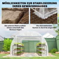 Outsunny Polytunnel-Gewächshaus, begehbares Gewächshaus mit verzinktem Stahlrahmen und UV-beständiger PE-Abdeckung, transparent(m-7)