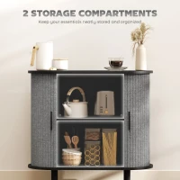 HOMCOM Tambour Sideboard with Fluted Sliding Doors, Modern Kitchen Cupboard with Storage Shelves and Wooden Legs, Grey(m-6)