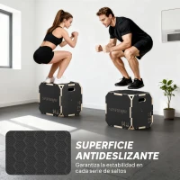 SPORTNOW Cajón Pliométrico de Madera 3 en 1 con 3 Alturas Diferentes Asas sin Esquinas Entrenamiento de Salto 41x36x31 cm Negro(m-6)