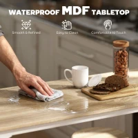 HOMCOM 5 Piece Bar Table Set for 4 with Stools, Metal Frame, Footrest for Kitchen Natural Wood(m-7)