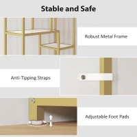 HOMCOM Seven-Tier Geometric Bookcase - White/Gold Tone(m-5)