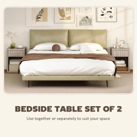 HOMCOM Modern Bedside Table Set of 2, Bedside Cabinet with Drawer and Open Shelf, Side End Table, Nightstand for Bedroom, Oak(m-5)