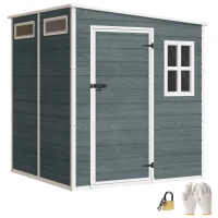 Outsunny Tuinhuis 2,89 m² Tuinschuur met Houtlook 3 Ramen Ventilatie Bodem Slot Handschoenen 182 x 182 x 196 cm(m-11)