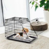 PawHut Cage de transport pour chien taille L dim. 78L x 47l x 55H cm métal noir(m-10)