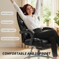 HOMCOM Adjustable Office Chair Reclining Computer Desk Chair with Footrest, Armrest, Casters, Black(m-4)