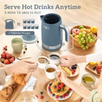 HOMCOM Sleek Textured Kettle and Toaster Set - Blue(m-4)