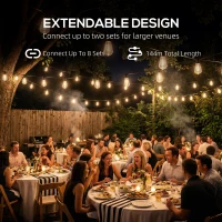 HOMCOM Curtain Lights Connectable Fairy Curtain Lights Plug-in IP44 Waterproof/18 m/Warm White(m-6)