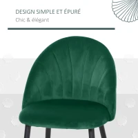 HOMCOM Lot de 2 chaises de Salle à Manger Chaise de Cuisine Velours Pieds métal vert dim. 52L x 54l x 79H cm(m-4)