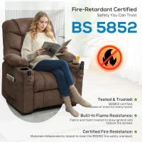 HOMCOM Electric Massage Recliner Armchair with Vibration, Heat, Whisper-Quiet Motor, Memory Function, Fleece Power Reclining Chair with Spring Pack, USB Port, Footrest, Side Pocket, Cup Holders, Brown(m-9)