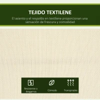 Outsunny Columpio de Jardín Exterior de 2 Plazas Techo Ajustable y Marco de Acero Asientos de Textilene 140x118x162 cm Beige(m-5)