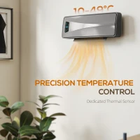 HOMCOM 2000W Ceramic Electric Heater with Fan, Adjustable Thermostat, Wall Mounted - Grey(m-7)