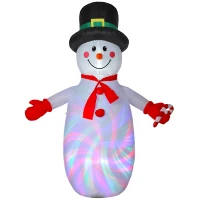 Outsunny 8FT Christmas Inflatable Outdoor Decoration with Dynamic Disco & LED Lights, Self-Inflating Christmas Blow Up Snowman for Garden, Indoor Outdoor Home Decor(m-10)