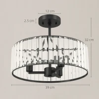 HOMCOM Crystal Ceiling Light, Semi Flush Mount Modern Crystal Chandelier Ceiling Light, E14 Base 3-Lights, Bulbs Not Included(m-3)