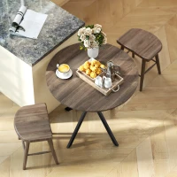 HOMCOM 80cm Industrial Round Dining Table - Brown(m-9)