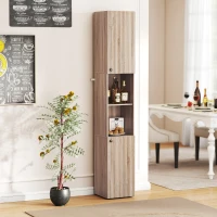 HOMCOM 6-Tier Tall Bathroom Cabinet - Natural(m-9)