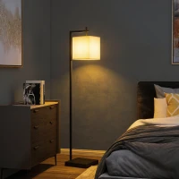 HOMCOM Floor Lamp for Living Room, 66" Modern Tall Standing Lamp with Adjustable Colour Temperatures & 10 Brightness Levels, Remote Control and Foot Switch for Bedroom Office, 9W LED Bulb Included(m-2)