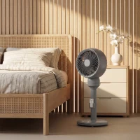 HOMCOM Air Circulator Fan Pedestal Cooling Fan with 3 Speed 3 Mode and Remote Control, 9 Inch, Grey(m-9)