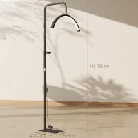 HOMCOM Half Moon Lash Light, Beauty Floor Lamp with 350° Rotatable Head, 7 Colour Temperature and Phone Holder, Dimmable Standing Lamp for Eyelash Extension, Tattoo, Nails, Skincare, Black(m-3)