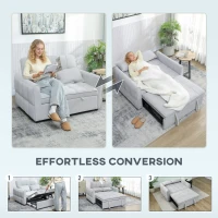 HOMCOM 2 Seater Sofa Bed, 3-in-1 Convertible Sleeper Sofa with Click-clack Adjustable Backrest and 2 Pillows, Light Grey(m-4)