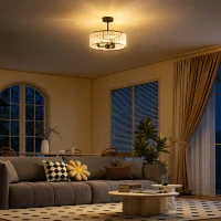 HOMCOM Crystal Ceiling Light, Semi Flush Mount Modern Crystal Chandelier Ceiling Light, E14 Base 3-Lights, Bulbs Not Included(m-2)