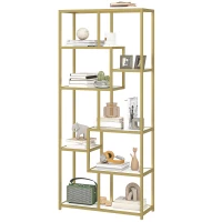HOMCOM Seven-Tier Geometric Bookcase - White/Gold Tone(m-11)