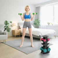 SPORTNOW 18kg Dumbbell Kit with Rack Non-Slip Handles - 1kg 3kg 5kg Dumbbell Set for Fitness Yoga, Multicolor(m-4)