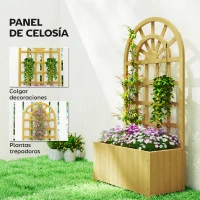 Outsunny Jardinera con Enrejado de Madera con Drenaje para Cultivos Verduras Flores Hierbas 60x30x120 cm Natural(m-4)