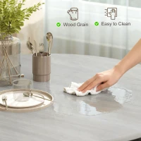 HOMCOM Dining Table, Round Kitchen Table with Black Legs, Anti-slip Foot Pads for Living Room, Dining Room 90 x 76 cm, Grey(m-7)